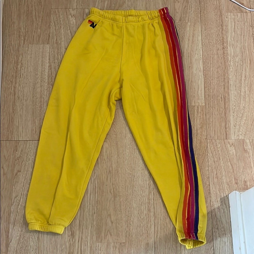 Aviator Nation Yellow Pants with Colorful Stripe size M